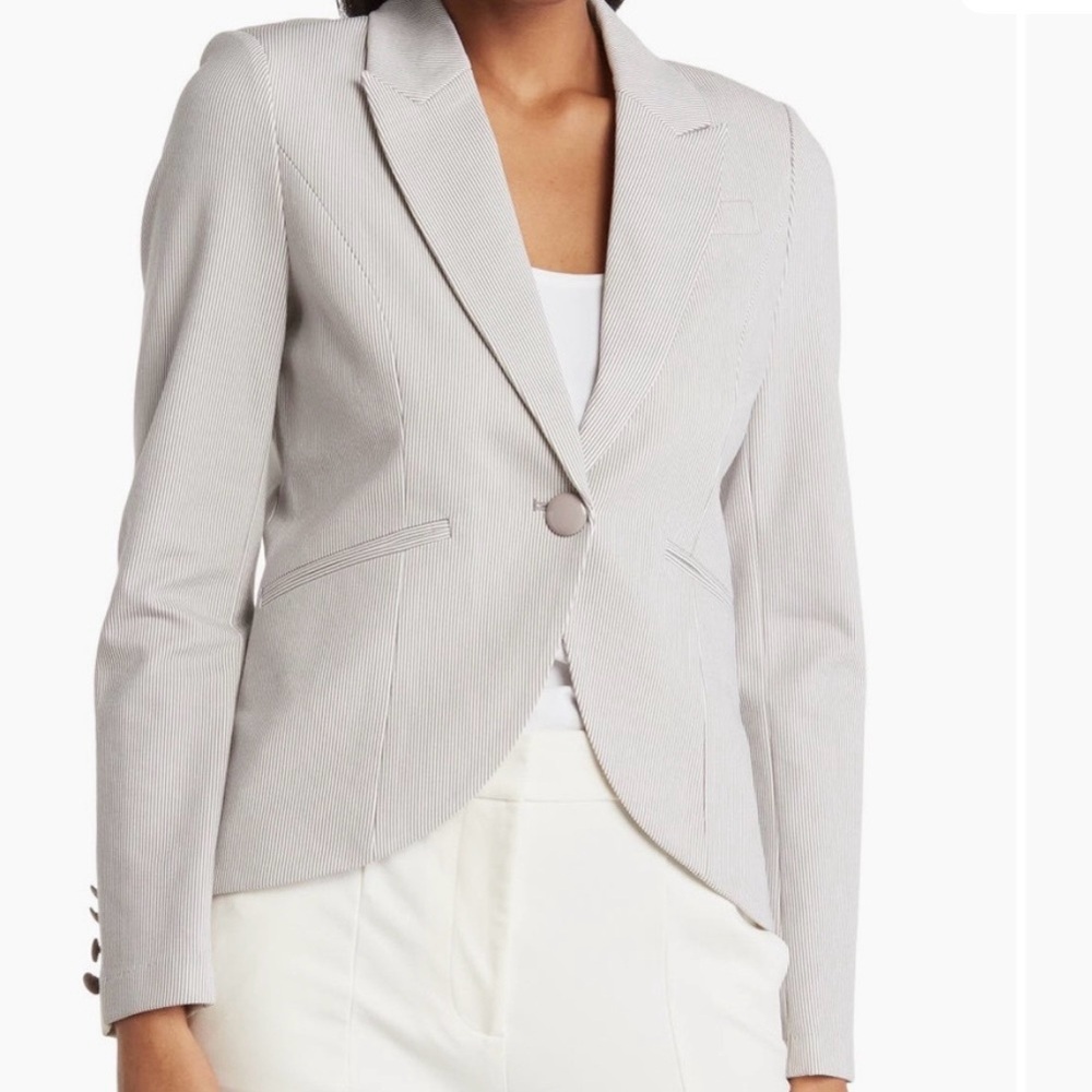 Nordstrom Amanda & Chelsea- Gray Pinstripe One Button Blazer
